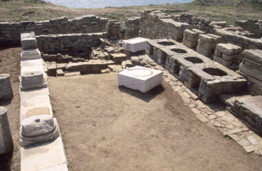 Ruines d'une parfumerie antique du 1er siècle avant J.C. sur l'île de Délos (Grèce)