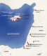 Carte de distribution des objets de verrerie finis dans le Levant antique